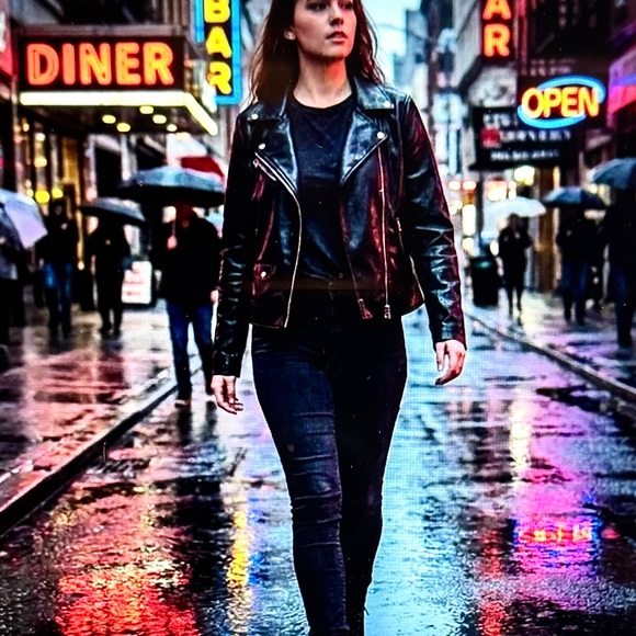 Forever 21+Women’s Black High Gloss Faux Leather Zipper Moto Jacket Size 14 NWOT - Picture 2 of 10